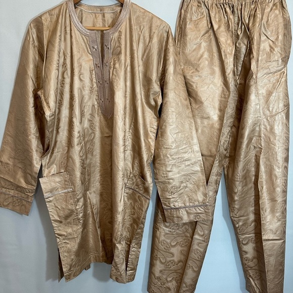 African Mens Clothing Traditional 2 Piece Embroidered Suit Shirt Pants Dashiki - Picture 12 of 12